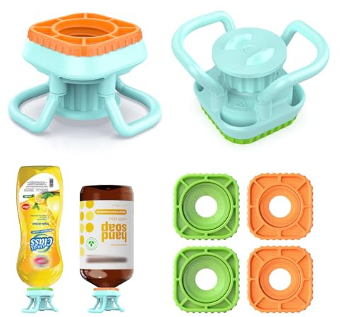 Bottle Emptying Cap, 2 Pack Bottle Emptying Kit Fits Most Plastic Bottles, Upside Down Flip Bottles Dispenser Cap Kit To Get Out Every Drop Of Shampoos Lotions - No More Wastes, 4 Caps 24mm+28mm