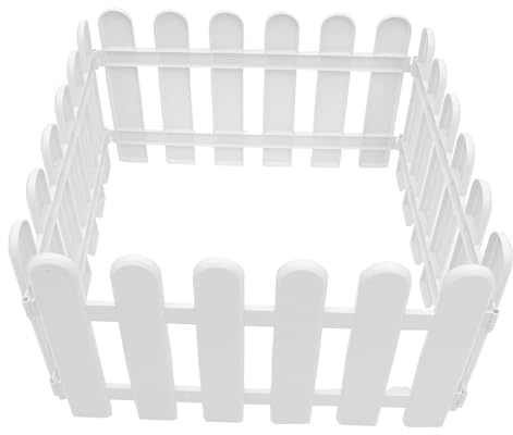 Mipcase Lot de 4 Panneaux de Bordure de Jardin Blancs en Plastique Clôture Extérieure 50X30 CM à Effet Bois Protection Pelouse et Parterres Clôture Décorative Légère pour Jardin
