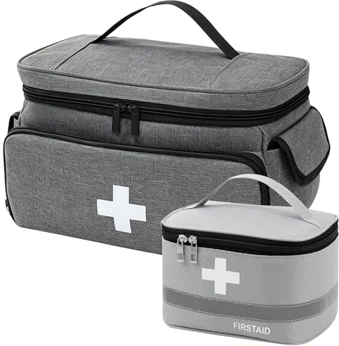 Naapesi Borsa Medica da 2 Pezzi,Borsa per Primo Soccorso Vuota,Organizzatore per Farmaci ad Alta Capacità,Astuccio Portatile per Materiali Sanitari con Scomparti Multipli per Assistenza Domiciliare