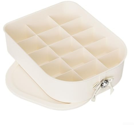 Caja de almacenamiento de ropa interior con separadores para calcetines y sujetadores, organizador de cajones de plástico PP, 24 x 31 x 11 cm, color blanco (F)