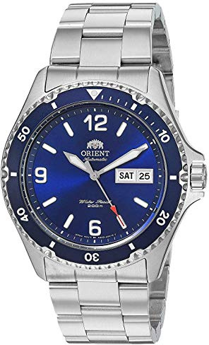 Orient Mako II - Orologio da sub da uomo, in acciaio inox, automatico, a carica manuale, 200 m, Blu, giapponese