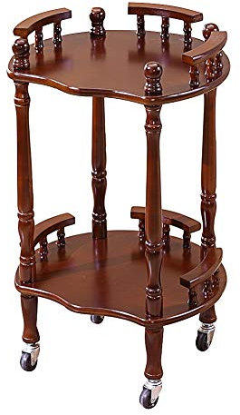 Mesa Carrito Camarera Carro De Servicio Madera Maciza 2 Niveles Marco Redondo 4 Ruedas Móvil Carro De Almacenamiento Barandillas Casa, Capacidad 80 Kg (Size : 65x40cm)