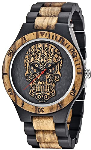 Tiong Orologi in legno da uomo Bamboo Handmade Handmade Al Quarzo Al Quarzo Scheletro Reticolo orologio in legno