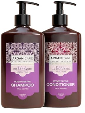ARGANICARE | Coffret Duo Figue de Barbarie | Shampoing + Après-shampoing disciplinant | Tous Types de Cheveux | Anti-frisottis, Douceur & Brillance | 2 x 400ml