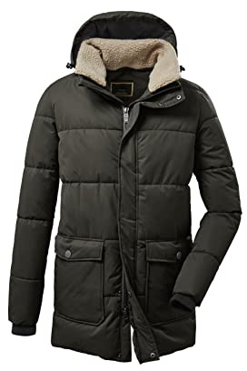 Killtec Men's Parka fonctionnelle décontractée en duvet avec capuche amovible et col en polaire Sherpa amovible GW 46 MN QLTD PRK, vert anthracite, XXL, 37575-000