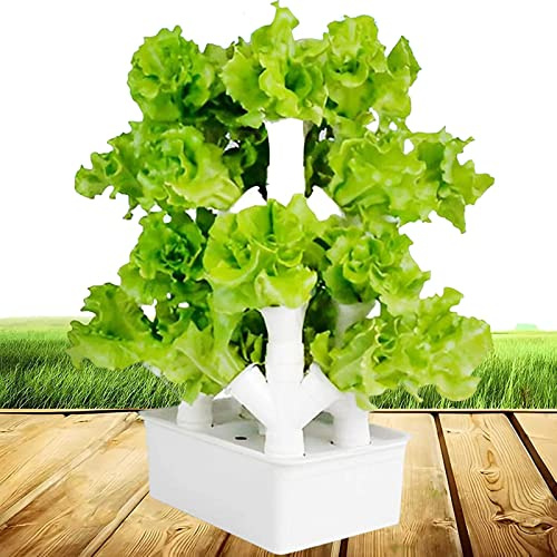 CGLYYDS Hydroponisches Anzuchtsystem Wasserzirkulationssystem, 4 Säulen 32 Pflanzenstellen vertikaler Wachstumsturm, Aeroponik -Wachstumskit für Innen- und Außenbereiche für Kräuter, Obst und Gemüse