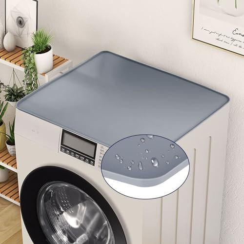 AUMAYCO Waschmaschinenauflage, 60 x 60cm Silikon Anti-Rutsch Waschmaschinen Auflage, Waschmaschine und Trockner Top Protector Matte, Grau Anti-Verschleiß Waschmaschine Matte für Haus Küche Waschküche