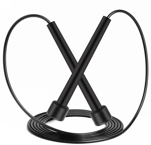 Springseil, 2,8m Springseil Verstellbares,Speed Springseil für Fitnessübungen,Verstellbares Training für Fitness,Workout, Frauen- und Männerübungen (Schwarz)