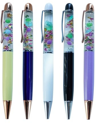 Sikyby Turtle Glow In The Dark Cute 3D Floater Liquid Writing Journaling Office Pen Unique Gifts Set of 5 Pens