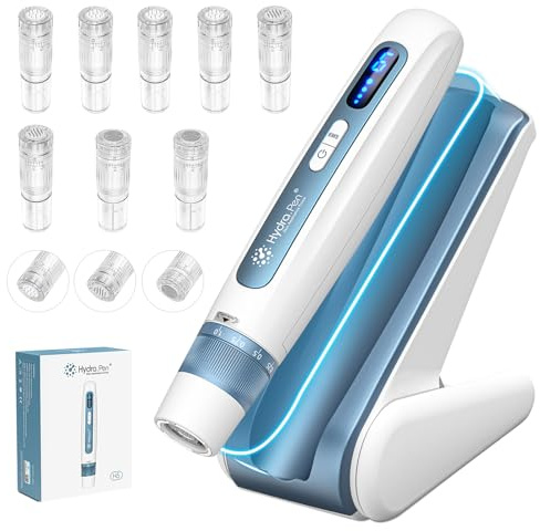 Penna Microneedling Hydra.pen H5,Dermapen Professionale con EMS,Display Digitale a LED, Base con Sensore Intelligente,8 Cartucce (12/36/HR Pins),Dermapen Microneedling per la Cura Della Pelle
