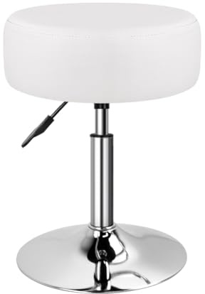 WKWKER Sminkpall justerbar för sminkrum, svängbar pall liten rund ottoman för vardagsrum, sovrum, spa, vardagsrum, studio (svart)