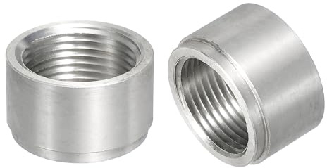 sourcing map 2 raccordi a saldare NPT femmina da 3/4, diametro esterno 3 cm. x 1,9 cm di lunghezza in alluminio NPT femmina a saldare su tappo a gradino, colore argento