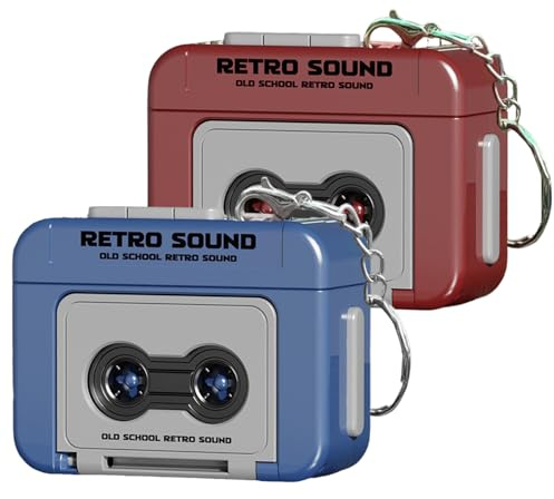 Llavero de Mini Grabadora de Cinta de Plástico 2 Piezas Llavero de Reproductor de Cinta de Cassette Retro Grabable con Reproductor de Microcassette de Música para Mochilas Bolsos Regalos