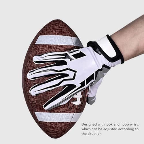Jiawu Sporthandskar, Halkfritt Silikongrepp med Helfingerdesign, Andningsbara Amerikansk Fotbollshandskar i Mesh med Justerbar Krok och ögla för Rugbybaseballträningsspel