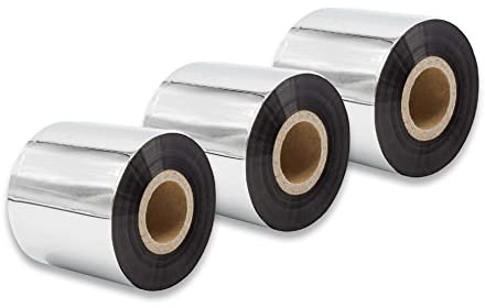 vhbw 3x Thermotransfer-Band kompatibel mit TSC TTP-344M Plus, TTP-343 Plus Drucker Etikettendrucker, Wischfest, 60 mm x 300 m, Wachs-Plus Schwarz