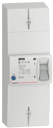 Legrand 401006 Disjoncteur de Branchement Enedis Bipolaire Différentiel, 500mA, Sélectif Intensité 60A