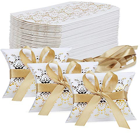 TsunNee 50 Stück Geschenkbox aus Kraftpapier, Pralinenschachtel aus Papier, Geschenkboxen für Hochzeitspartys, Geschenkschachteln aus Papier