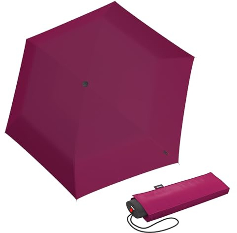 Knirps Ombrello Is.050 con tasca per ombrelli colorata – Piccolo ombrello per viaggiare, apribile a mano, ombrello tascabile, resistente alle tempeste e leggero – Mini ombrello, Viola, S
