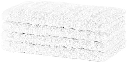 Merana Oslo Handtuch Set | schnelltrocknend, weich & fusselfrei | Frottier Luxus Qualität | 100% Baumwolle Frottee | Oeko-TEX | 590 GSM | Gästetuch & Gesichtstuch | Weiß (4 x Gästetücher 30x50cm)