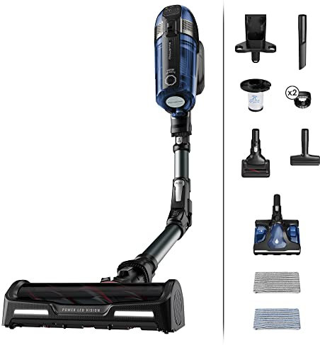Rowenta XForce Flex 12.60 Aqua - Aspiradora Escoba sin Cable, Potente succión 150 Air Watts, Batería larga duración hasta 45 minutos, 2 en 1 para fregar y aspirar, Sistema de tubo flexible, RH98C8WO