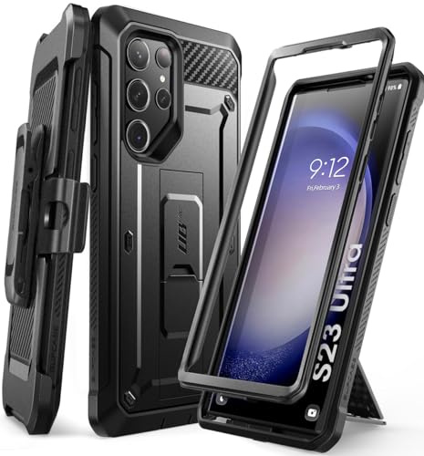 SUPCASE Unicorn Beetle Pro Series Schutzhülle für Samsung Galaxy S23 Ultra 5g (2023 Release), zweilagiges, Robustes Holster und Ständer, ohne Displayschutzfolie, Schwarz