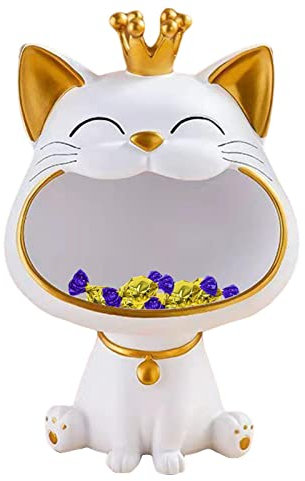 Anloximt Katze Schlüsselaufbewahrung Schale Tablett Großmaul Katze Aufbewahrungsbox Lachende Katze Eingang Schlüssel Schüssel Kätzchen Statue Katze Organizer für Tisch Desktop Home Decor