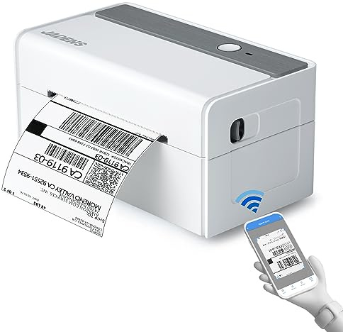 JADENS Bluetooth Thermal Label Printer -Wireless Shipping Label Printer for Small Businesses & Package, USPS, Etsy, Amazon, Compatible with iPhone, Windows, Android, 4x6, Label Maker, White