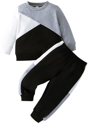 Fnaobai Bambino Ragazzino Felpa Pantalone Completi Set Neonato Colore di Blocco Autunno Maniche Lunghe Tops Inverno Vestiti Tuta