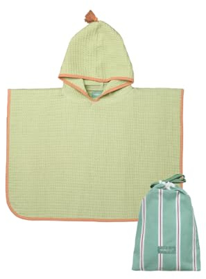 molis&co. Poncho de Baño para Niños de 3-4 años. Green Splash. Toalla con Capucha para Playa. Bata de baño para niño Ligera y Compacta.