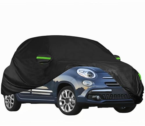 Bâche de Voiture Étanche pour Fiat 500/500C/500E/Abarth 500 2007-2024, Housse Voiture Impermeable Housse de Protection Voiture Exterieur avec Zip et Sangle Coupe-Vent