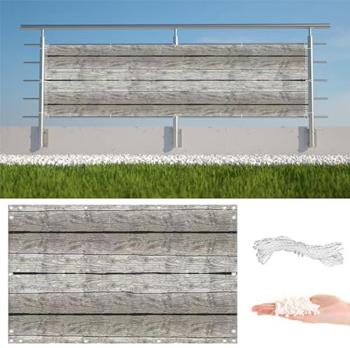 Brise-vue pour balcon - 0,75 x 4 m - 100 % opaque - Protection UV - Clôture de jardin avec câbles et boutonnières - Idéal pour décoration de véranda et porche
