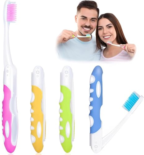 JYNXOR Spazzolino da Viaggio,4 Pezzi Spazzolino Portatile Portatili da Denti Pieghevoli con Setole Morbide,per Viaggi Campeggio Escursionismo