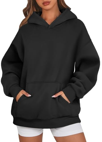 Sweat a Capuche Femme Ample Sweat Femme à Manches Longues Décontractée Hoodie Uni avec Poche Grande Taille