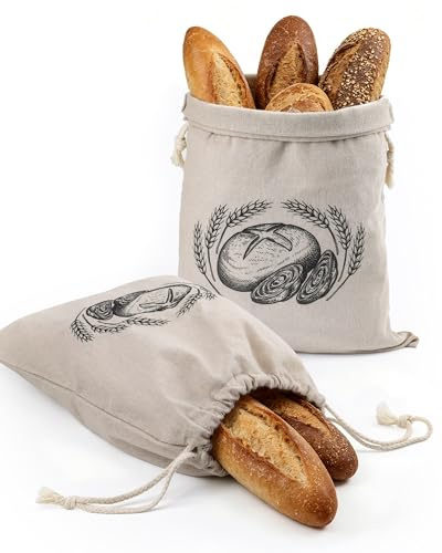 Huglux 2 Bolsa Pan Tela Reutilizables Bolsa Tela Natural Grande Frescura