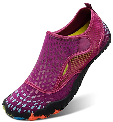 L-RUN Women Water Shoes Barefoot Beach Swim Shoes Flexible Purple M US (Women 9, Men 7.5)=EU40