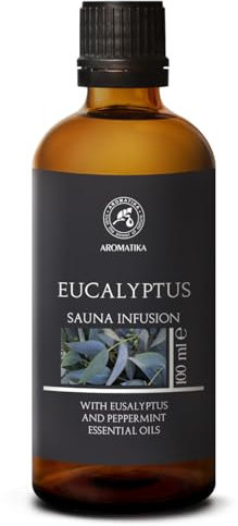 Infusion pour Sauna Eucalyptus 100ml - Huile Essentielle d'Eucalyptus & Huile de Menthe Poivrée - Arôme pour Sauna - Parfum Naturel - Beauté - Relaxation - Aromathérapie
