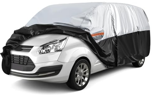 Autoabdeckung Passend für VW T5 T6 LWB Peugeot Travelle Long, Universal wasserdichte Vollgarage Autoplane mit Reißverschlusstür für Schnee, Regen, Allwetterschutz