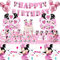 Chukua Minnie Deko Pappteller Kindergeburtstag-131PCS Minnie Mouse Geburtstag Geschirr Party Deko Rosa Partygeschirr Set Mickey Mouse Servietten Tischdecke Luftballon Banner Tortendeko Geburtstagsdeko