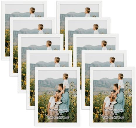 Giftgarden Cornice 15x20,Cornice Bianca in PVC,Cornice da Parete o Tavolo,Decorazione per Casa, Set di 10