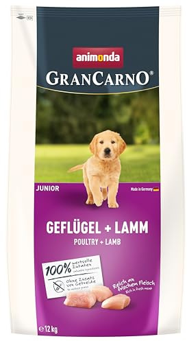 animonda GranCarno Mangime secco Junior pollame + agnello (1 x 12 kg), mangime premium senza cereali per cani in crescita