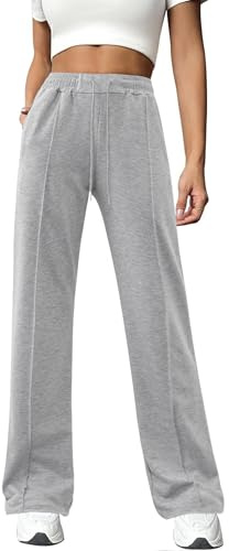 Totatuit Pantaloni Donna Casual Solid Larghi Gamba Dritta Palazzo Pantaloni a Vita Alta Elasticizzati