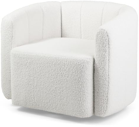 HOMASIS Fauteuil de Salon Moderne Rembourrée avec Accoudoirs, Chaise d’Appoint Pivotante à 360°, Canapé Paresseux Charge 160 kg pour Salon, Chambre, Bureau, Blanc
