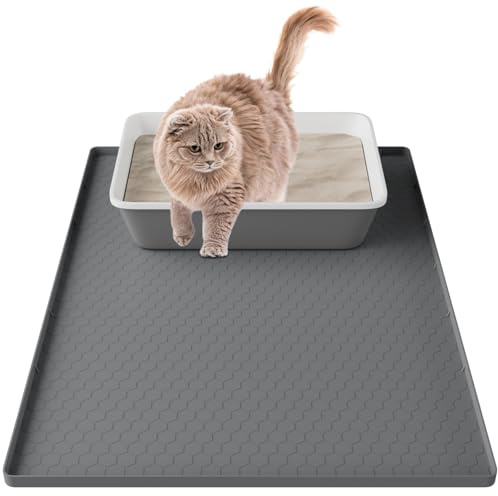 Pawinner Cat Litter Mat Large 80x56 cm, 2.5 cm Raised Edge, Spill-proof