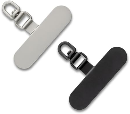 CHUQING Mobiltelefonkedja universaldynor 2 stycken mobiltelefon snodd lapp mobiltelefonband universell telefon snodd pads telefon patch, silver svart, M