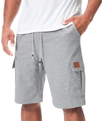 Suwangi Pantaloncini Uomo Pantaloni Corti Bermuda Cargo Sportivo Cotone Corsa Shorts Estivi con Multi-Tasca