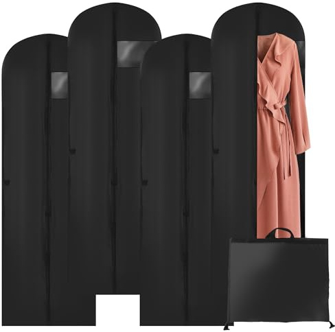 4 Piezas Fundas ropa armario 180cm x 60cm, Bolsas para guardar ropa Portátil, cremallera, plegable, Portatrajes Largos, para Vestidos Largos, Vestido de Novia, Trajes, Abrigos