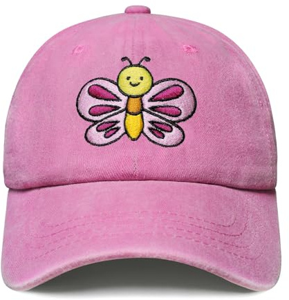 LSDY Embroidery Butterfly Hat for Girls Baseball Hat Little Girl Hats for Kids Age 4-8 Toddler Girl Baseball Cap