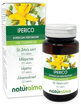Hipérico (Hypericum perforatum) hierba con flores Naturalma - 60 g - 120 comprimidos - Complemento alimenticio - Natural y Vegano