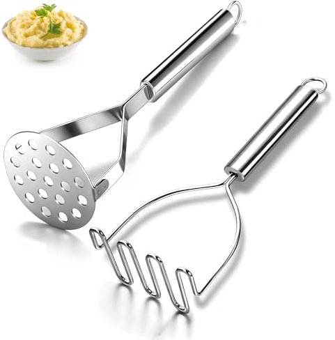 Schiacciapatate 2 Pezzi, Kyraton Acciaio Inossidabile Schiacciapatate Resistente Utensile Accessori Essenziali per Cucina per Avocado, Patate, Fagioli, Carne, Verdure