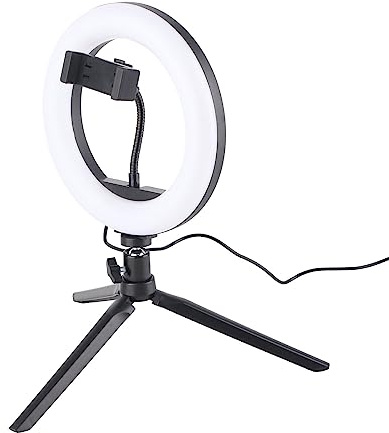 Cuifati Selfie-ringljus 20 Cm, 3 Färger 1200LM LED-ringljus med Stativstativ, 2800K-6500K Bågfyllningslampa för Sminkfotografering, Videoinspelning Livestreaming